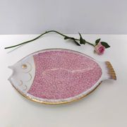 Large Ceramic Pink Fish Vide-Poche / Decorative Plate by Rometti, Italy