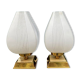 Pair of bedside lamps, glass and brass, 1950