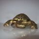 Golden brass ashtray has a turtle-shaped