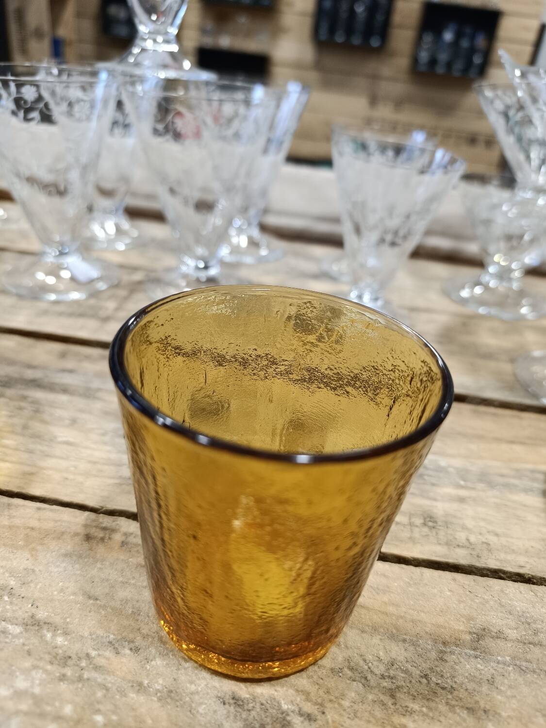 Bol et verre vintage ambrés