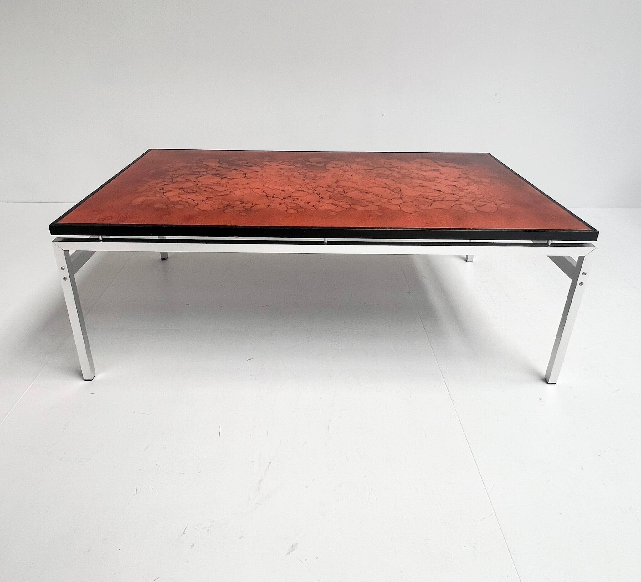 Glass coffee table by Jean René Talopp, 1970s
