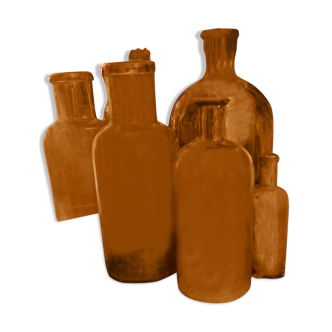 Set of old apothecary bottles
