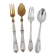 Ercuis Pompadour, set of 4 serving utensils, for stew and salad, silver-plated metal.