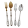 Ercuis Pompadour, set of 4 serving utensils, for stew and salad, silver-plated metal.