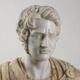 Bust of a Roman emperor in white marble, Italy, 20th century.