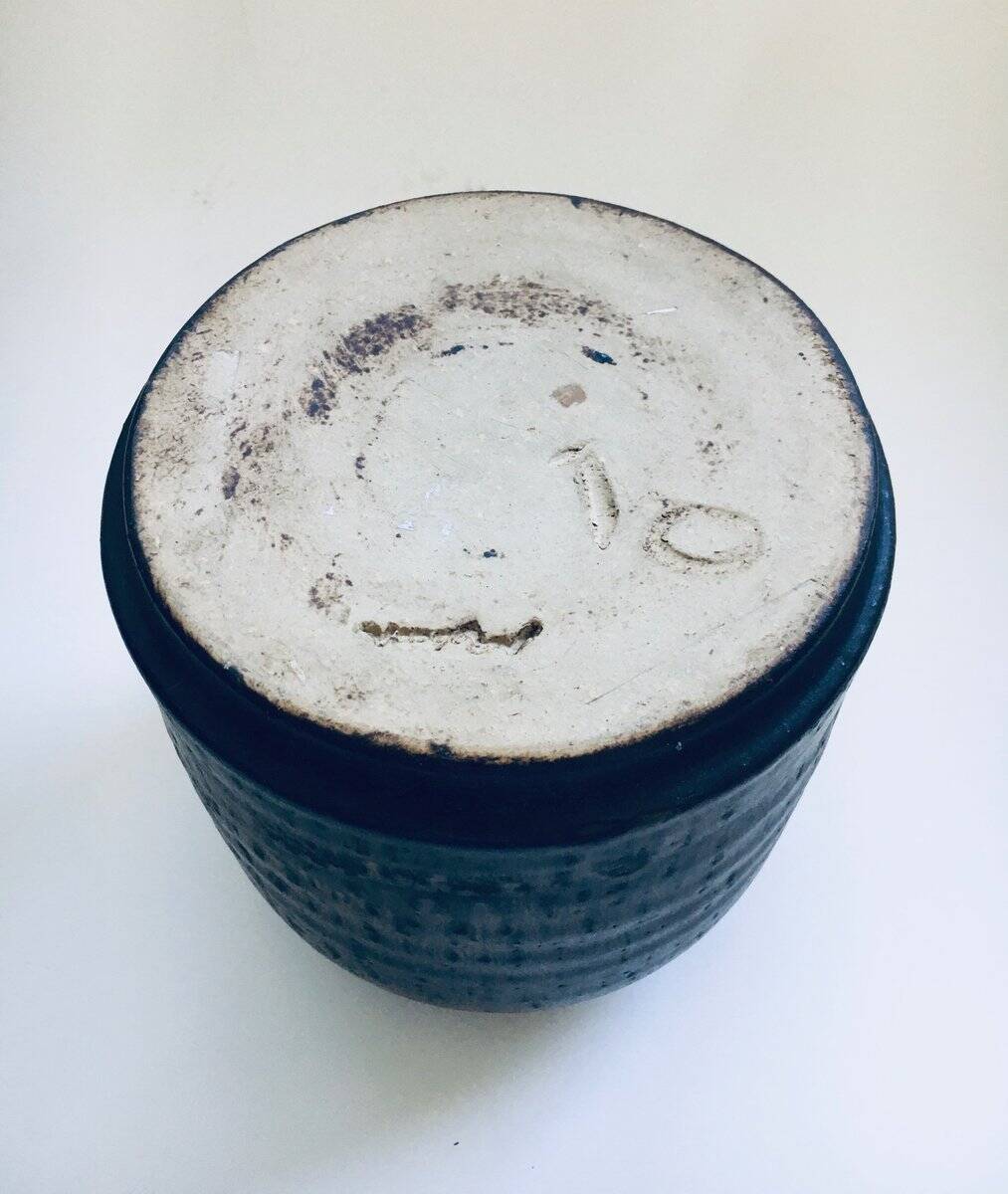 Brutalist Art Studio Pottery Lidded Jar Pot by Jaan Mobach, 1960s