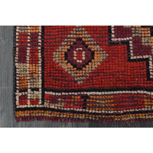 1970s Vintage Turkish Oushak Handmade Wool Cotton Orange Runner Rug 81x293