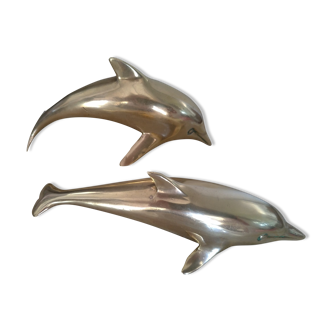 Deux dauphins laiton