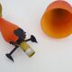 Lampe champignon en pâte de verre marmoréen orange vert. Artistar