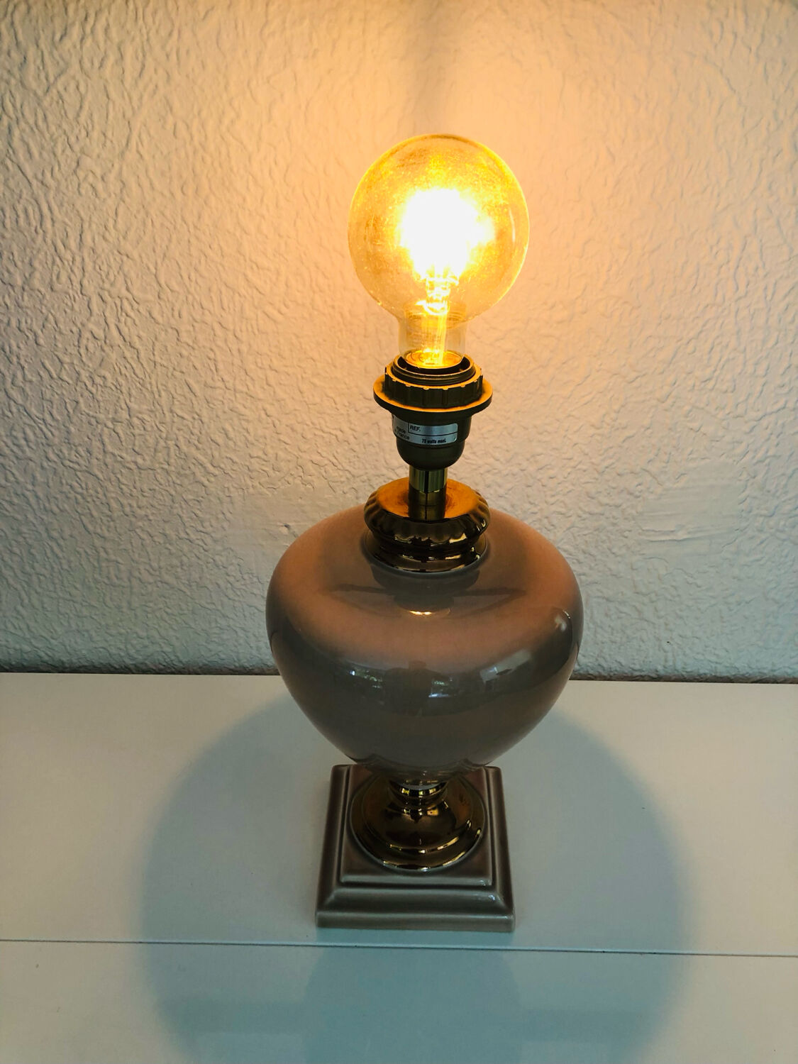 Ceramic lamp in pink and copper signed Louis Drimmer, circa 1980.