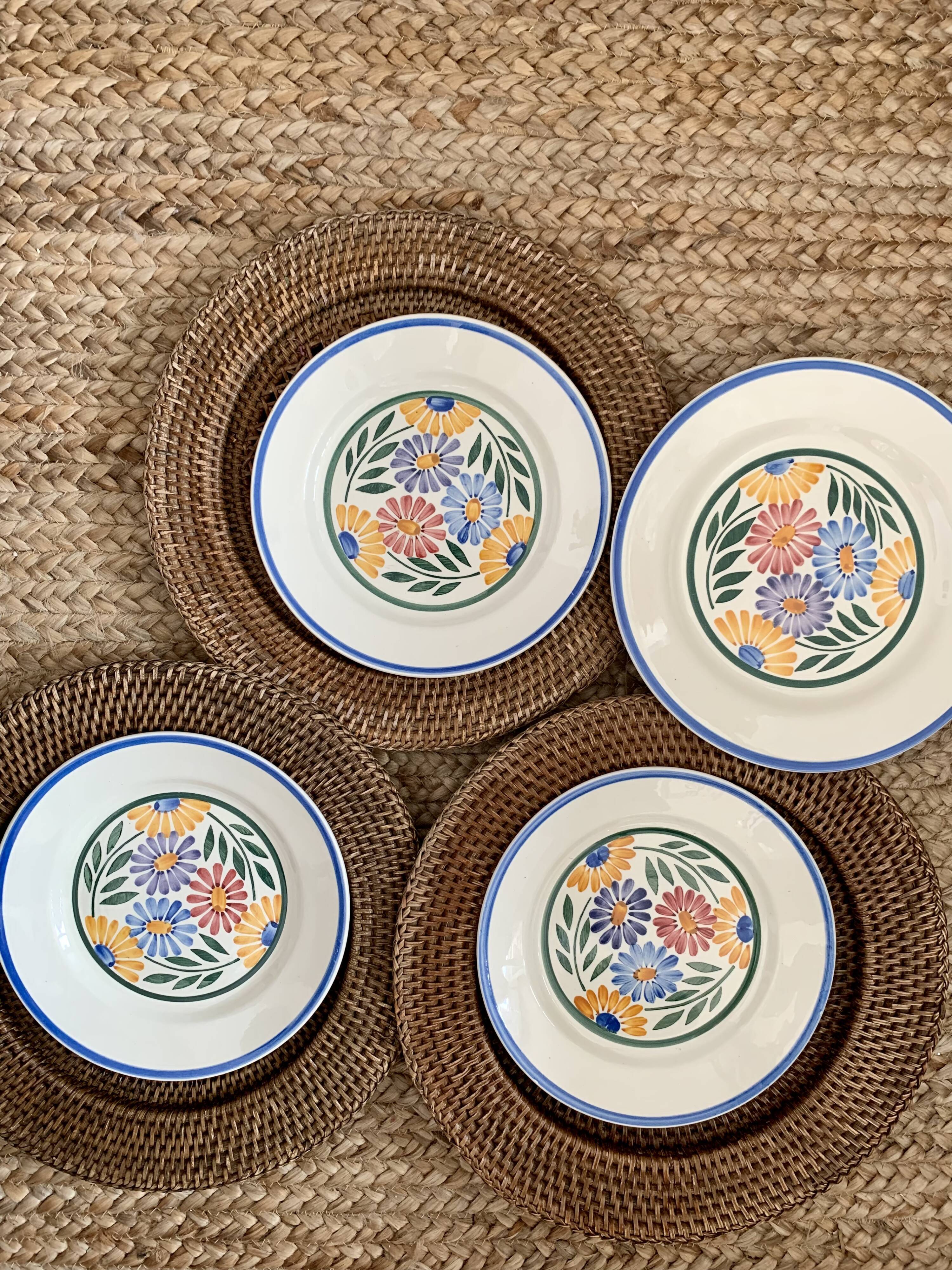 Josetti earthenware service with colorful flowers 1930