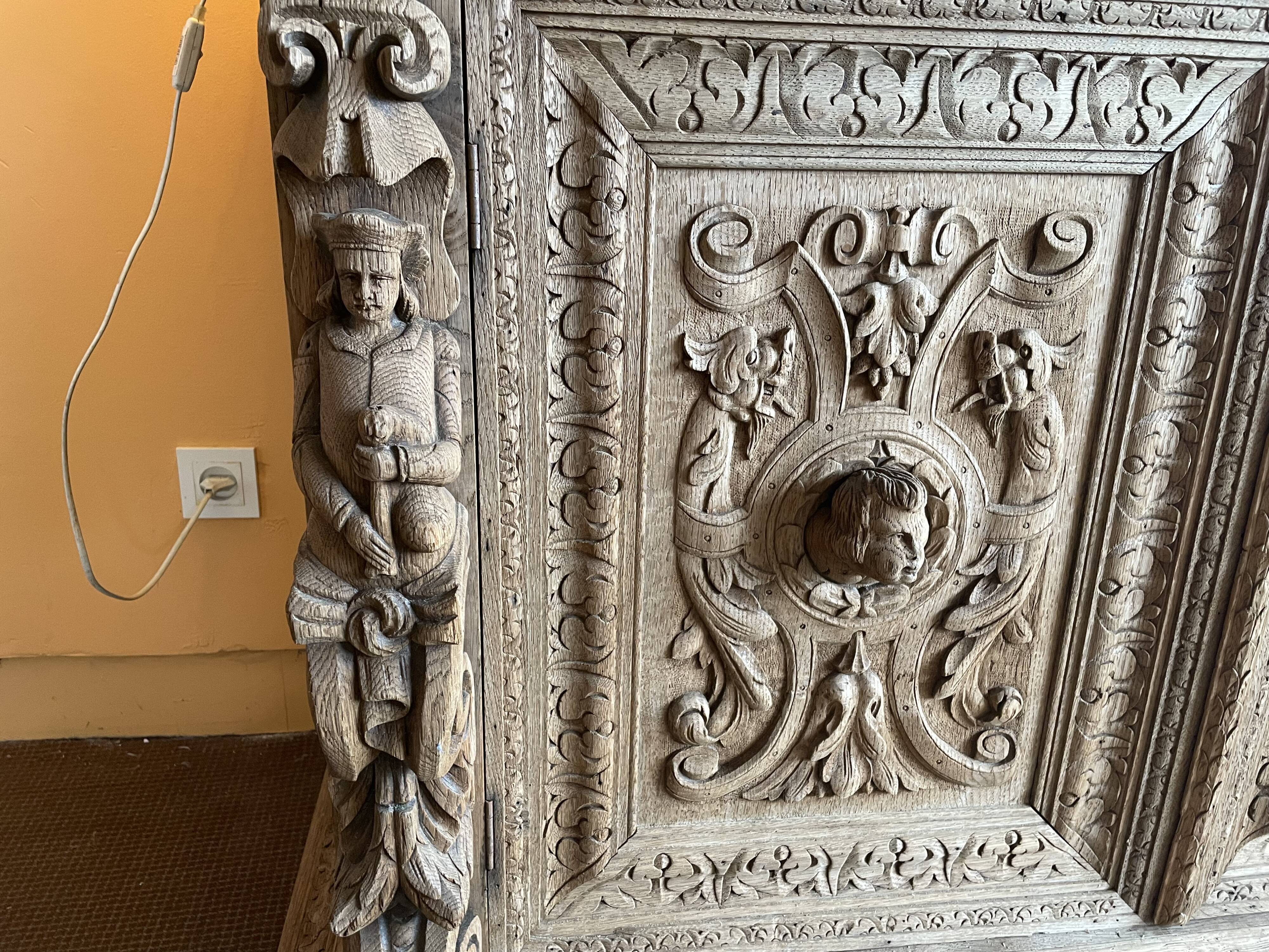 Carved wooden sideboard