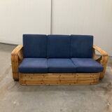Exclusive Six Strand Rectangular Rattan 3-Seat Sofa after Paul Frankl, 50s