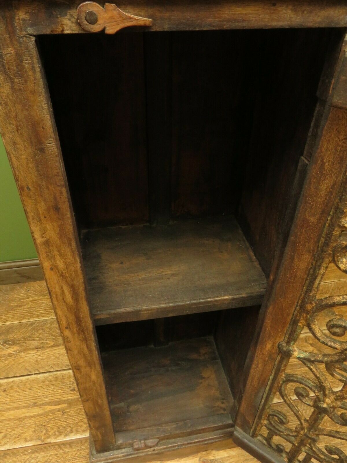 Vintage Indian Cabinet with Iron Railway Insert Door, Narrow Drinks Cabinet, No2