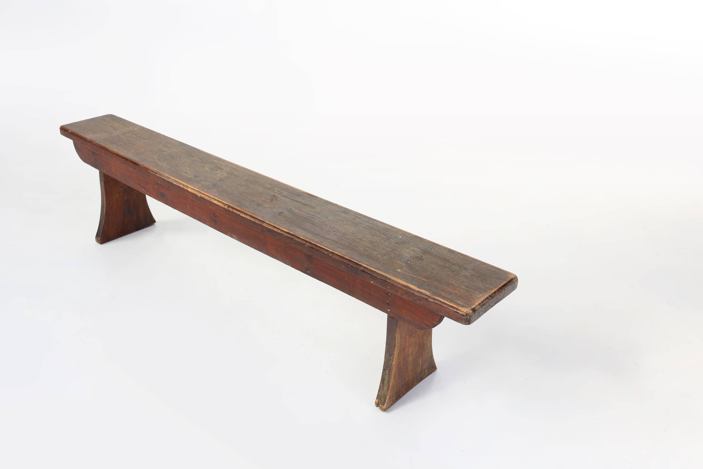 Banc rustique français en chêne brun, vers 1900