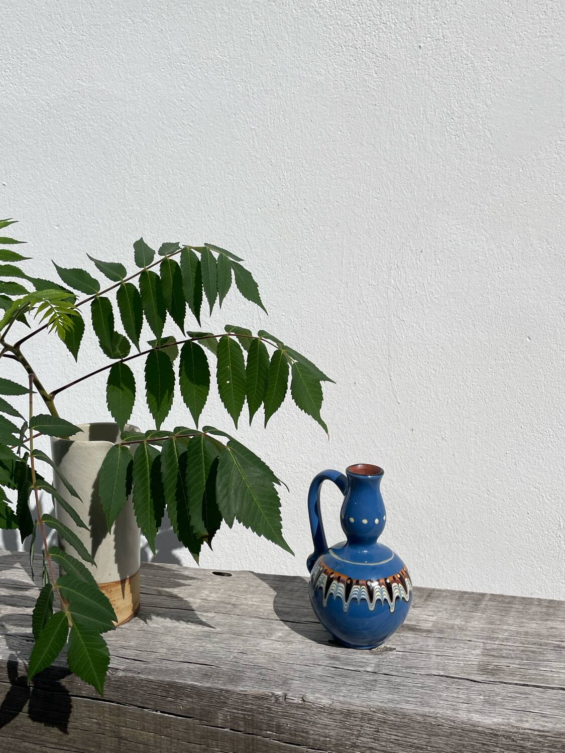 Small ethnic blue ceramic jar / vase