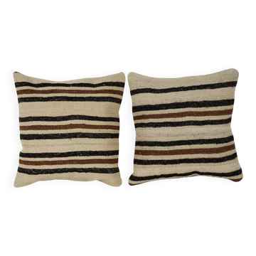 Set of 2 vintage kilim cushion covers 41x41 cm
