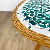 Pedestal table tripod mosaic tray mirror 50s