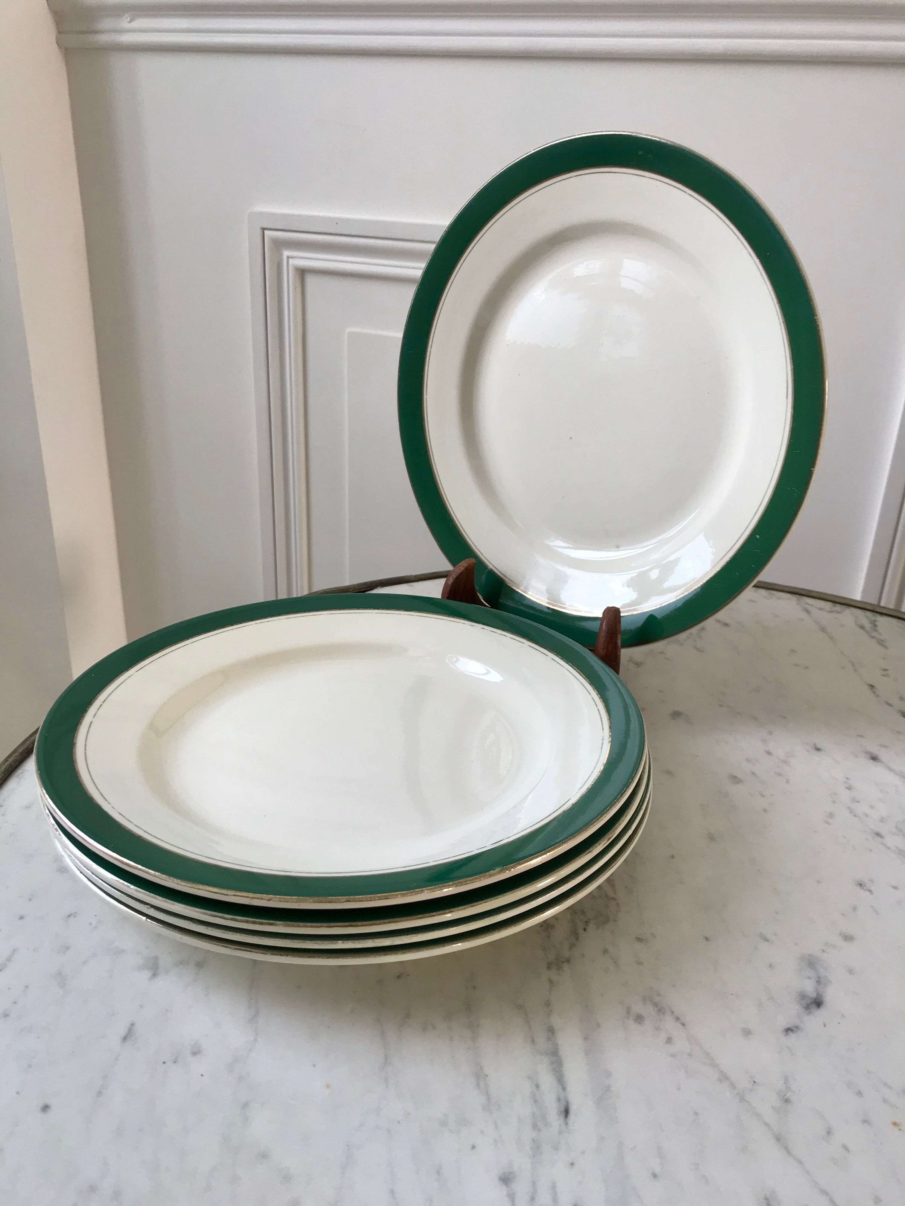 Set of 5 flat plates Digoin Sarreguemines model "Savoie" years 50-60