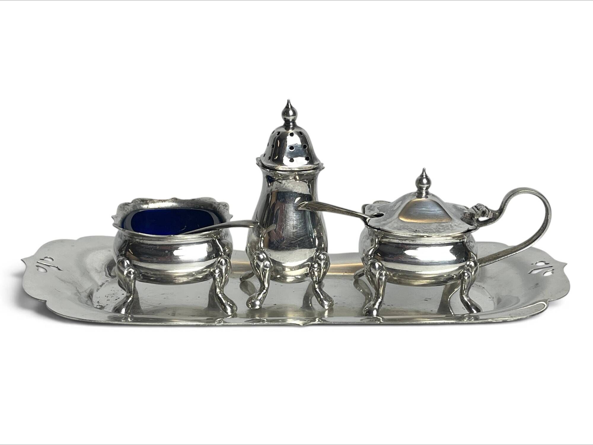 Tableware, 3-piece server silver-plated tray early 20th century