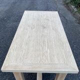 Renovated farmhouse table in solid oak wood and veneer 135cm