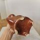Vintage Amphora Vase: Large Brown Glazed Pottery with Grape Motif