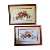 Paire de gouaches Bouquets de fleurs