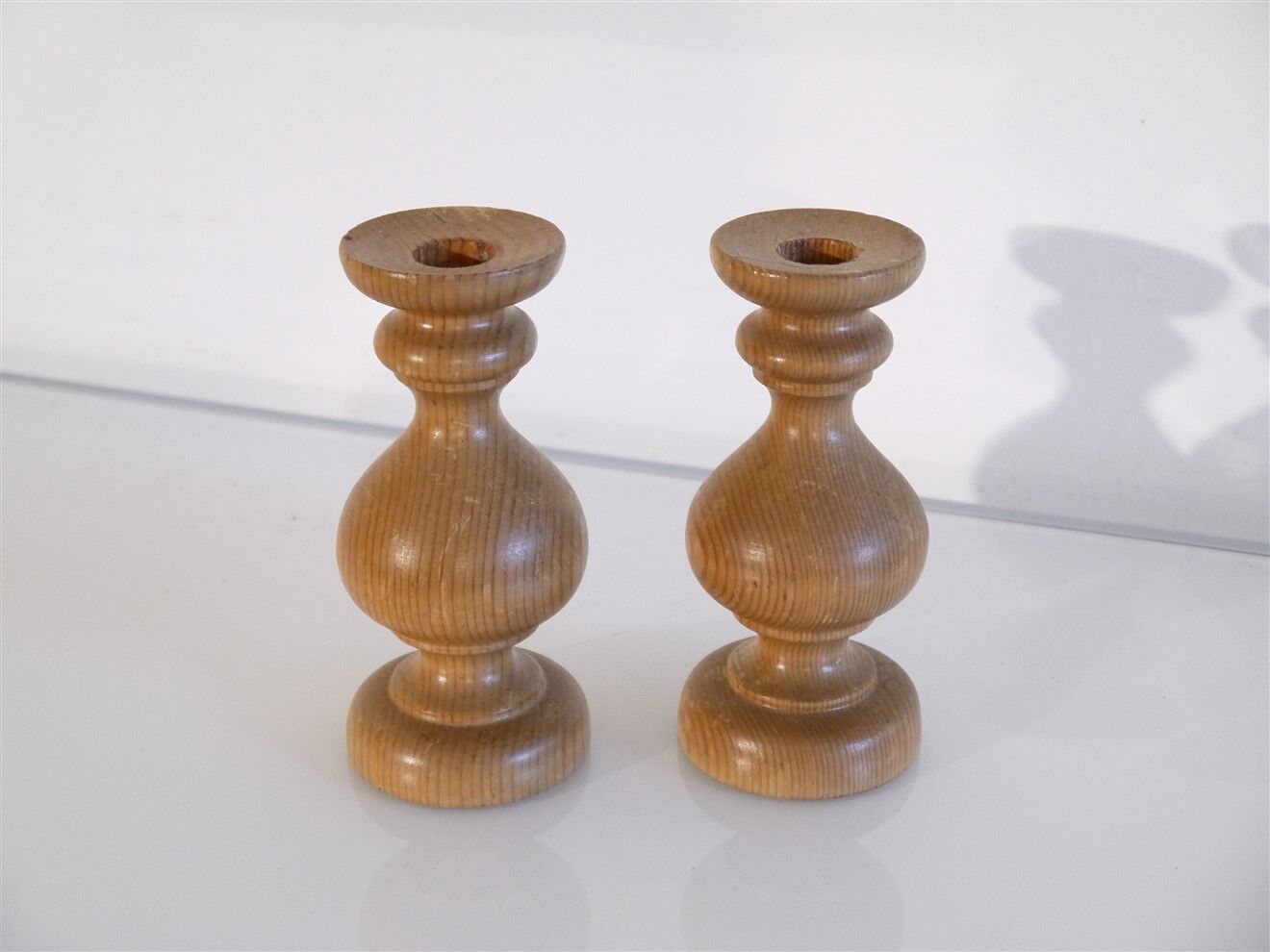 Pair of vintage wooden candle holder 1970