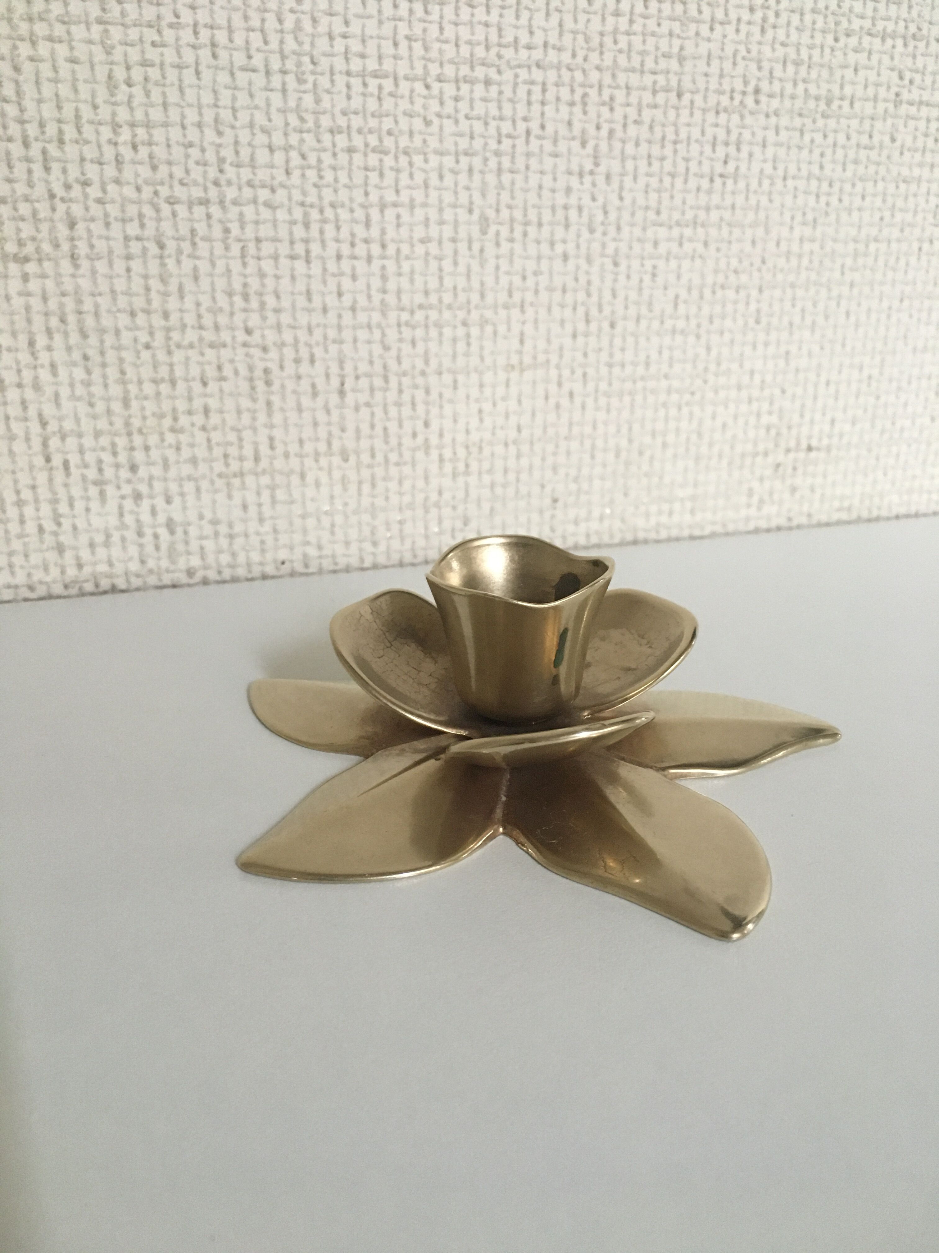 Brass flower candlestick