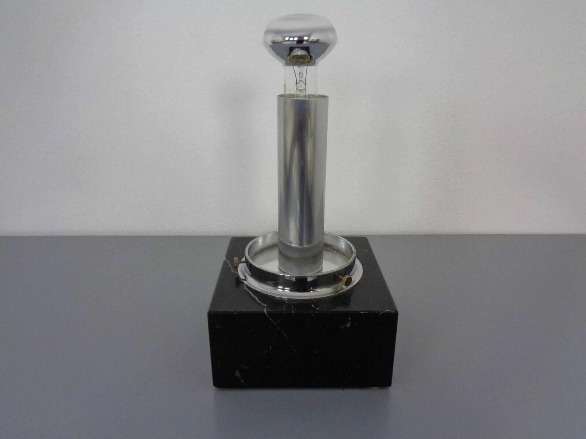 Large glass globe and marble table lamp from Erco, 1960s.