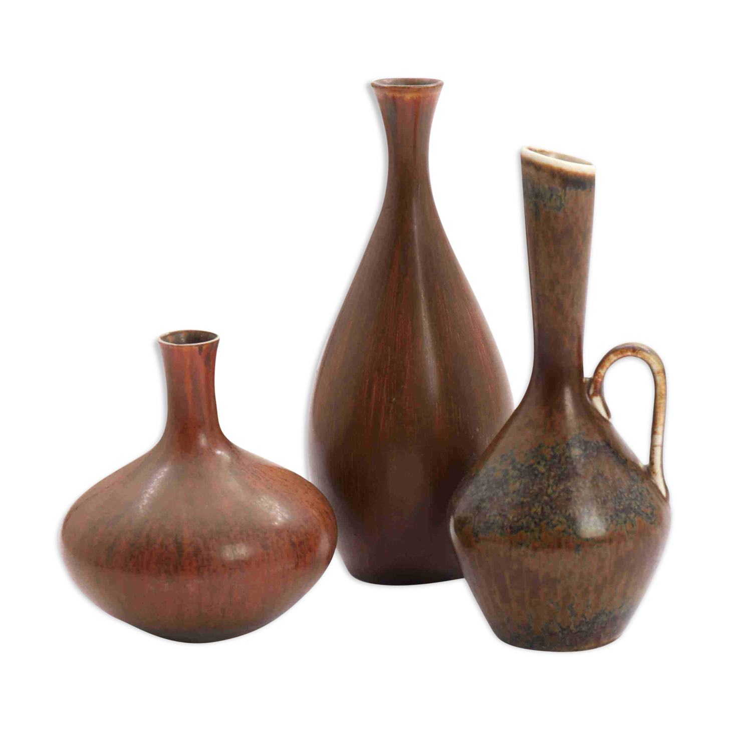 Carl-Harry St-lhane: Three sandstone vases decorated with brownish glaze