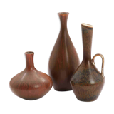 Carl-Harry St-lhane: Three sandstone vases decorated with brownish glaze