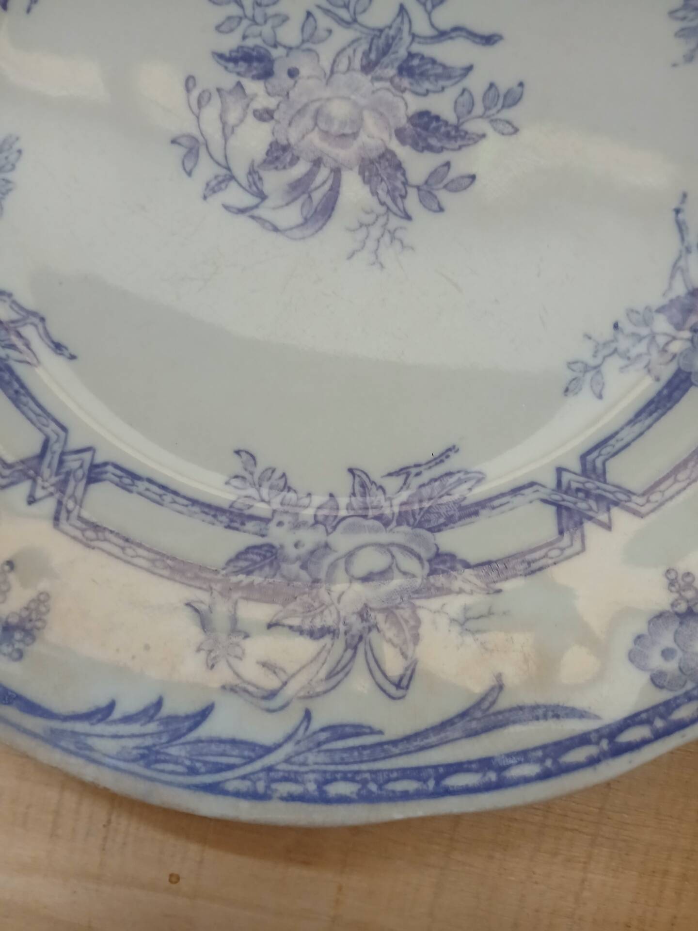 3 antique flat plates in ironstone