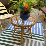 Vintage round rattan wicker coffee table