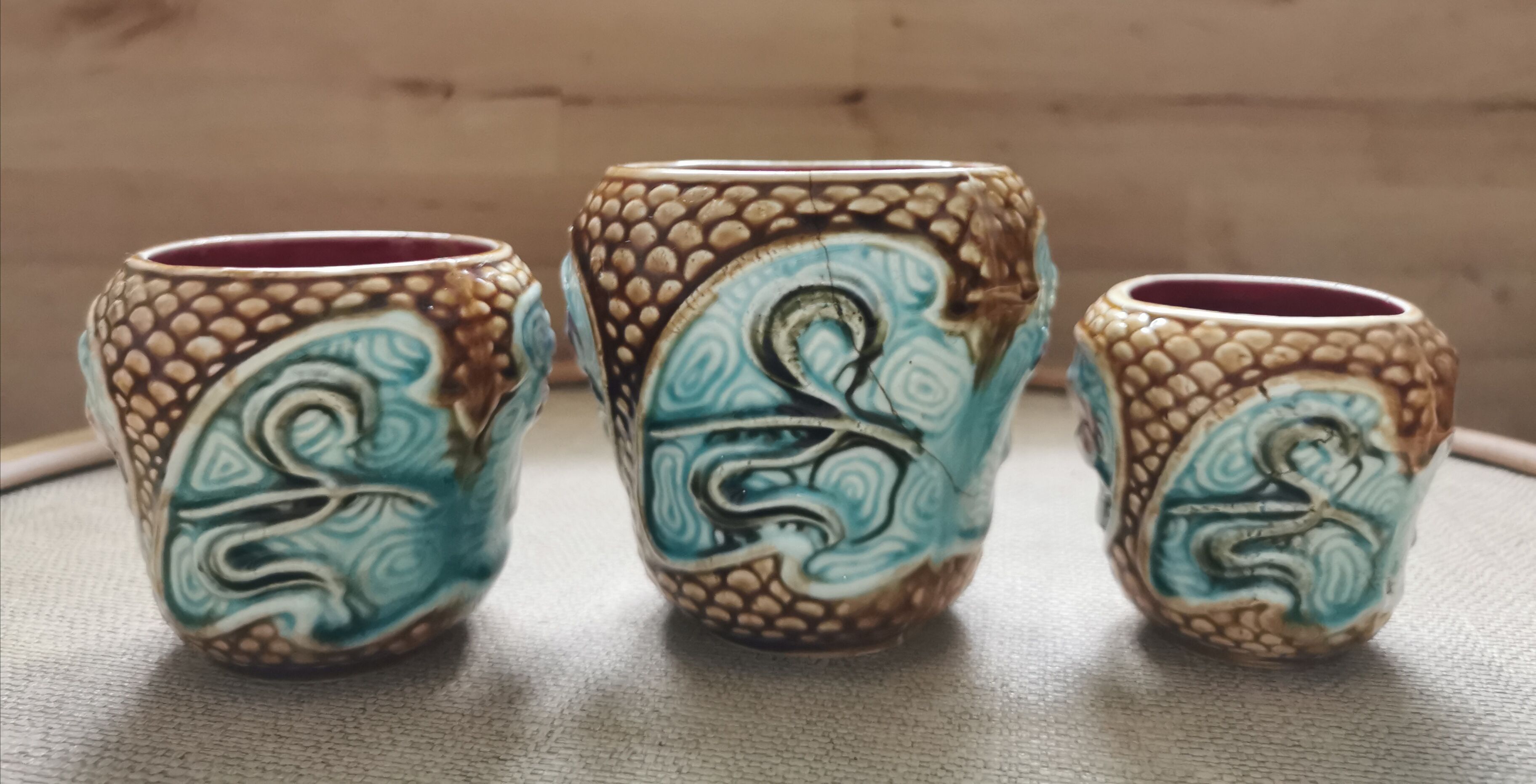 Vases plants in ancient dabbling