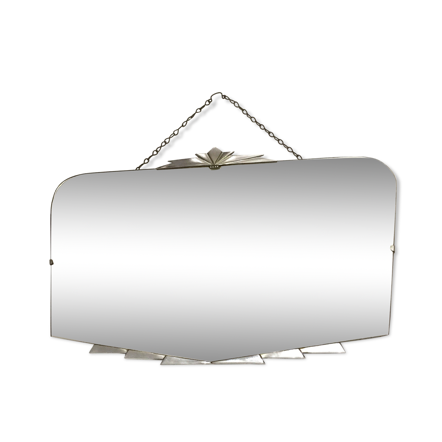 Bevelled art deco mirror - 68 x 42 cm