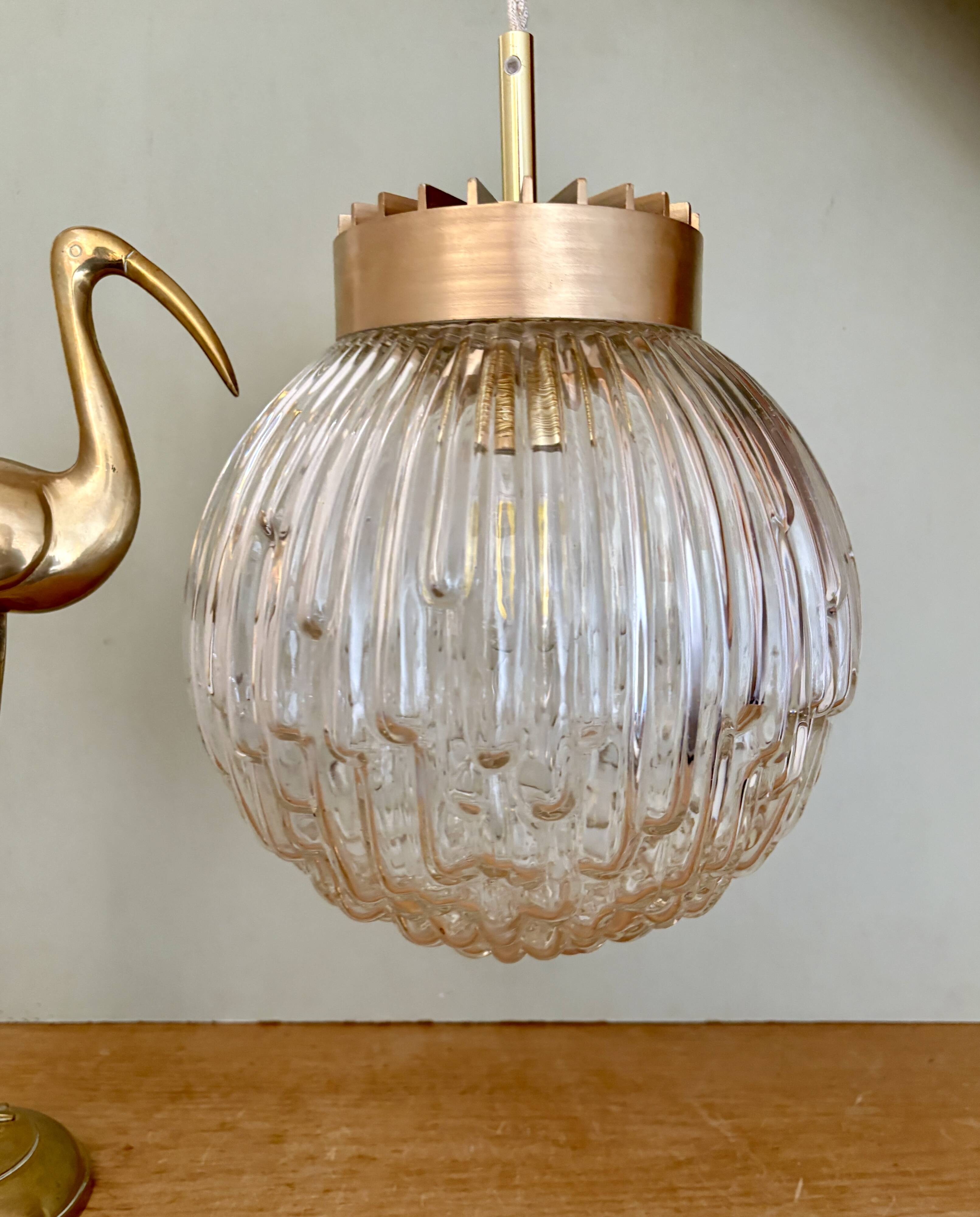 Vintage XL globe pendant light in molded glass
