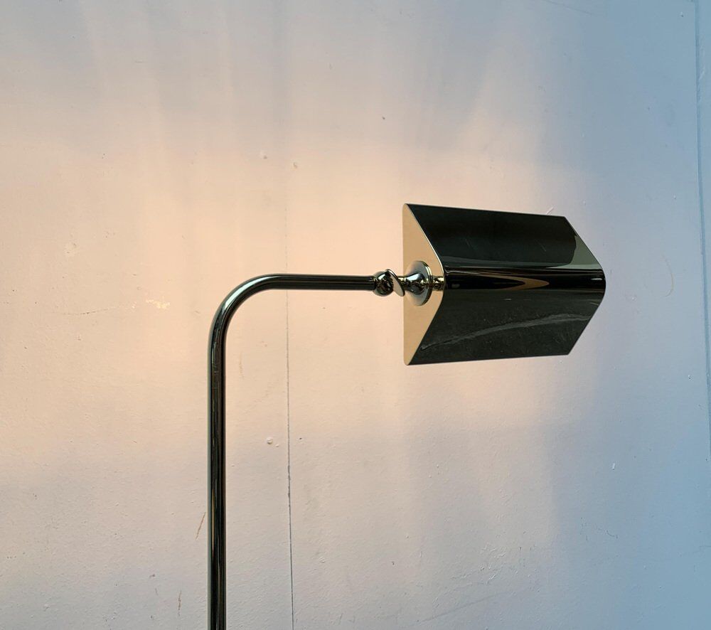 Vintage Hollywood Regency floor lamp in German brass by Florian Schulz.