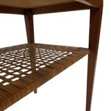 Mid century teak and cane side table by Severin Hansen, Denmark 1950s