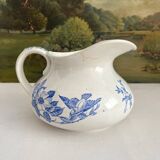 Antique chubby ironstone jug with floral and bird decoration