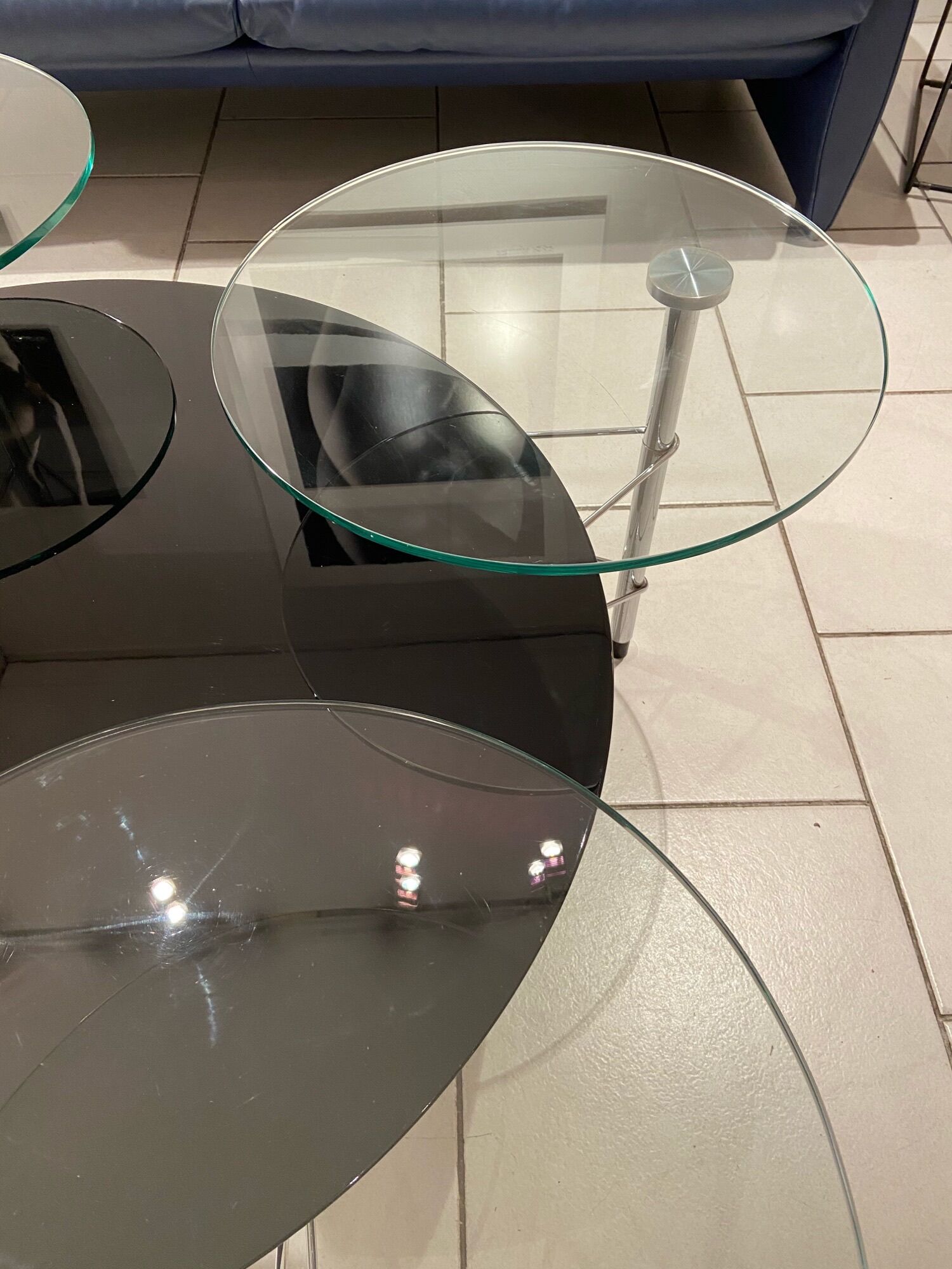 Black and transparent glass coffee table - 1990 - Michel Boyer