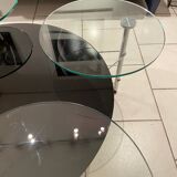 Table basse en verre noir et transparent - 1990 - Michel Boyer