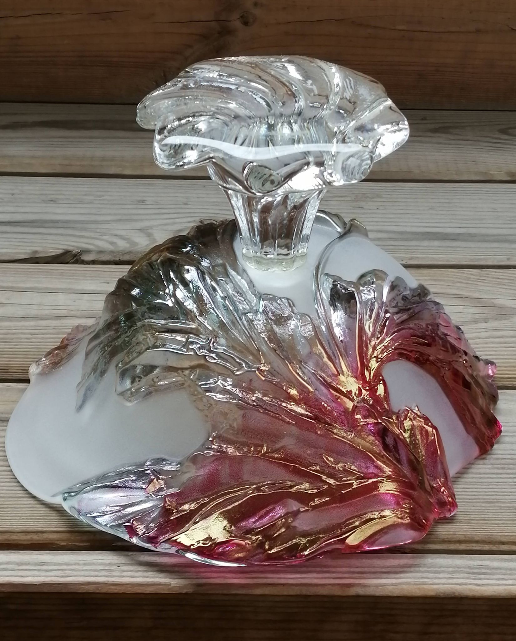 Coupe à fruits en verre avec relief coloré insp. Walther Glas