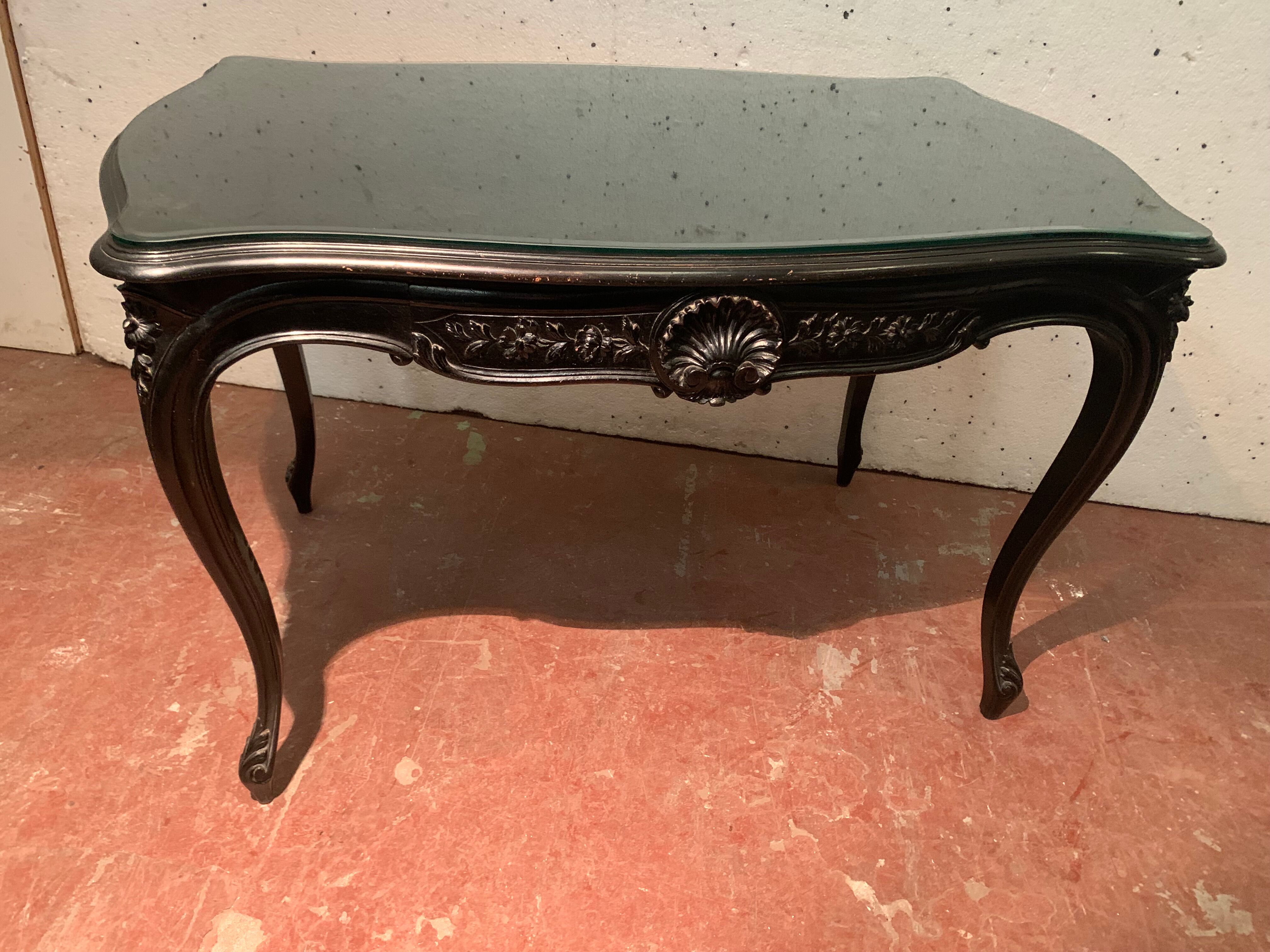 Louis XV style desk in black wood Napoleon III, XIX century