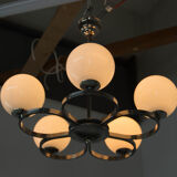 Art deco nickel-plated chandelier, 1930