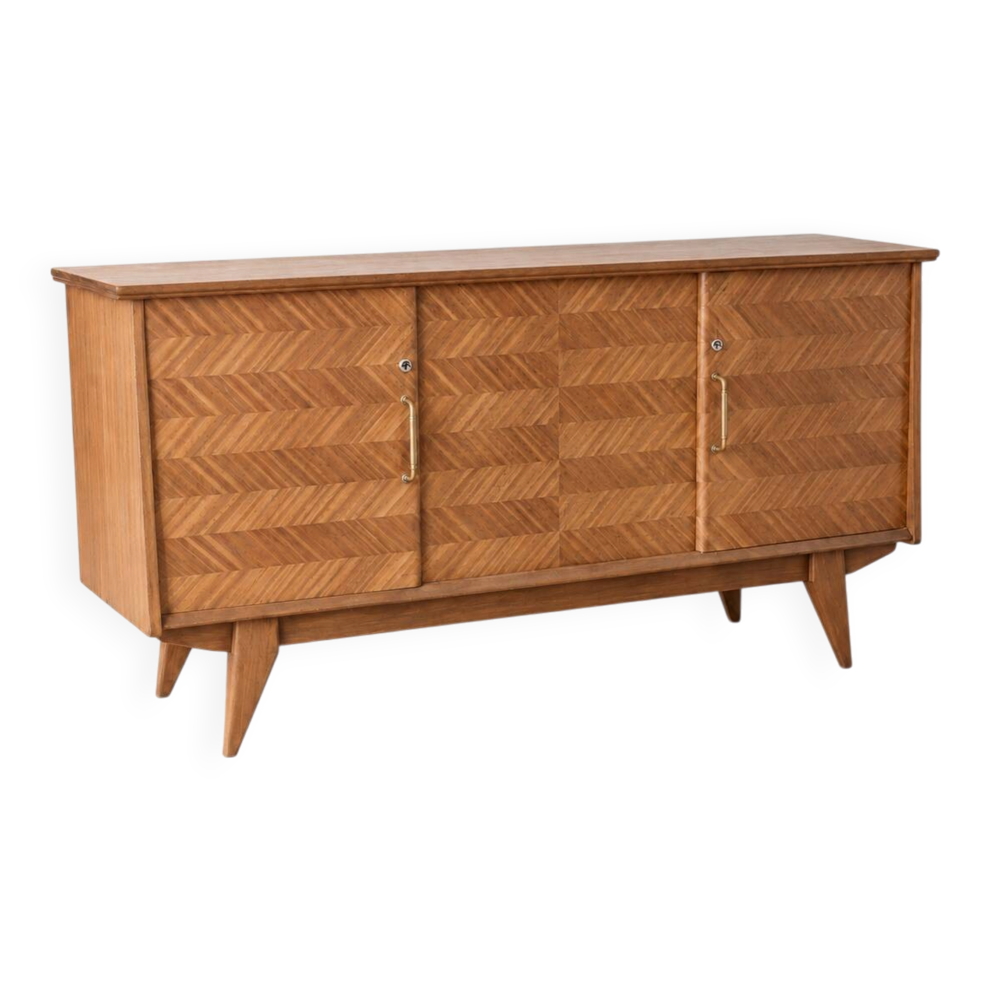 Teak enfilade with herringbone pattern from the 1950s.