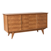Teak enfilade with herringbone pattern from the 1950s.