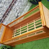 Bed wood and rattan 1960