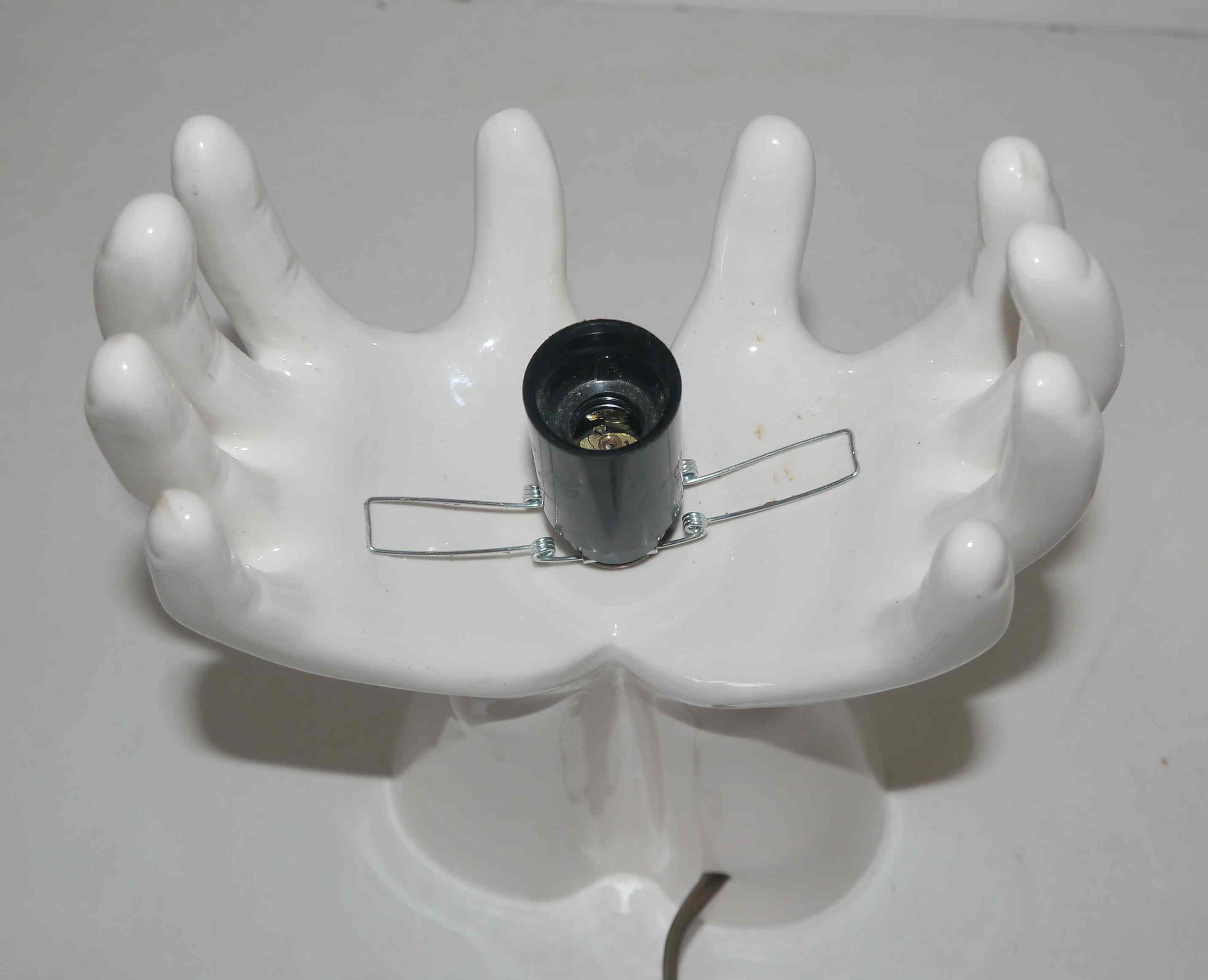 Ceramic lamp or night light "hands together" 60's