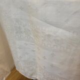 Ancienne nappe lin damassée beige 160 × 180 cm + 12 serviettes